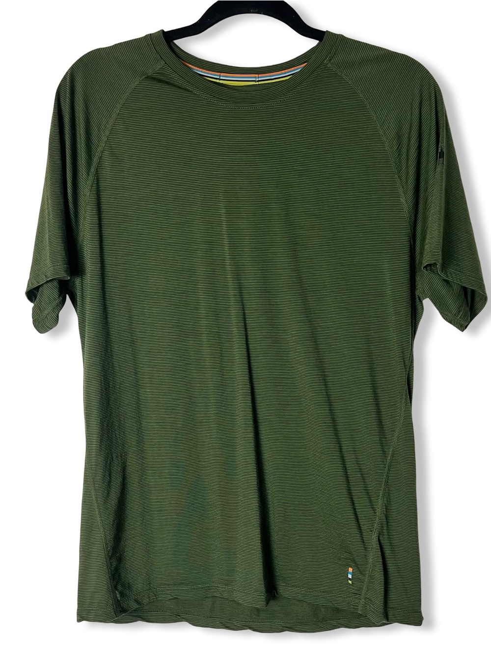 Smartwool Mens Merino 150 Base Layer Micro Stripe Short Sleeve Tee Green Sz. M